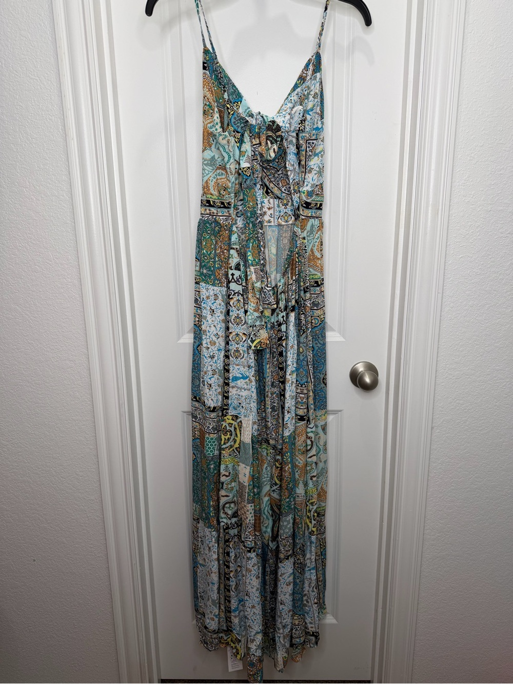 Paisley Patchwork Twist Front Keyhole Maxi Dress Sz Lg NWT! - Picture 5 of 6
